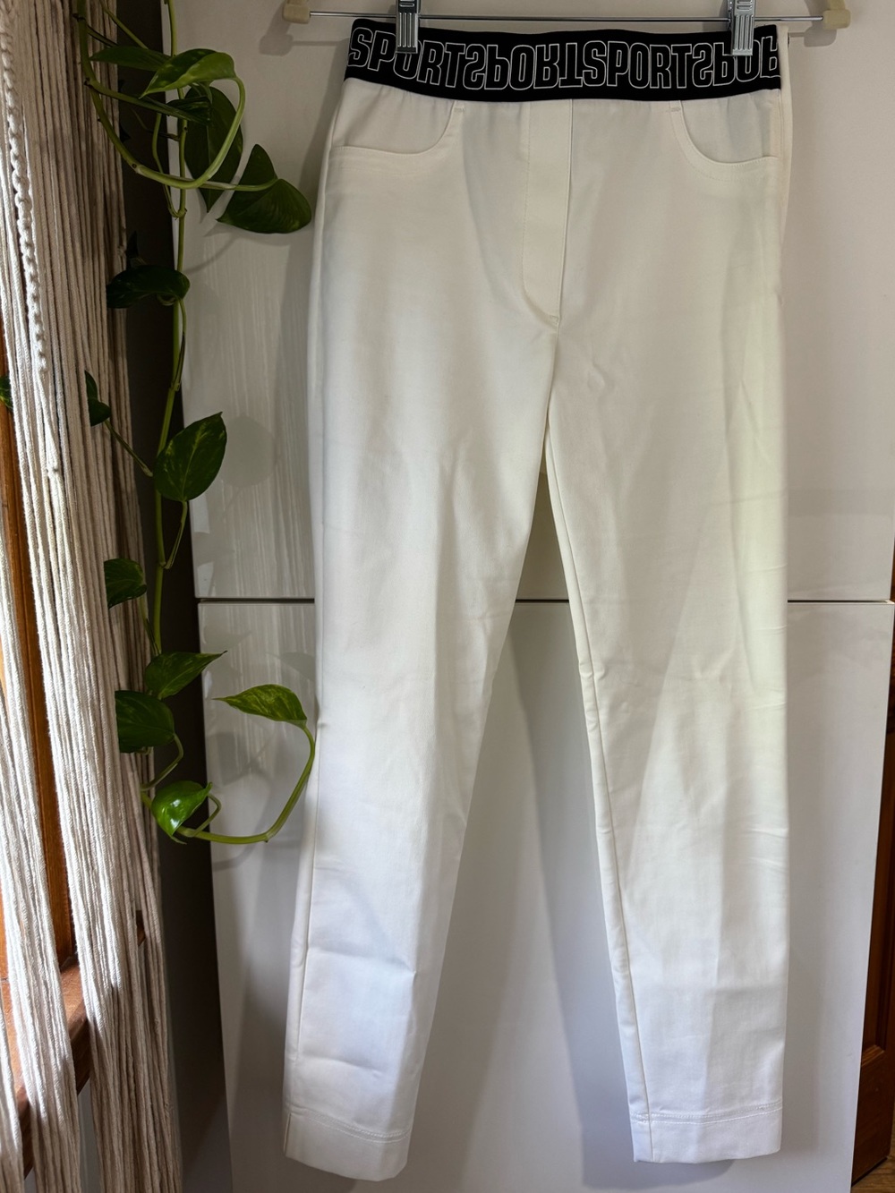 Marc Cain SPORTS White Pant with Black Logo Waistband